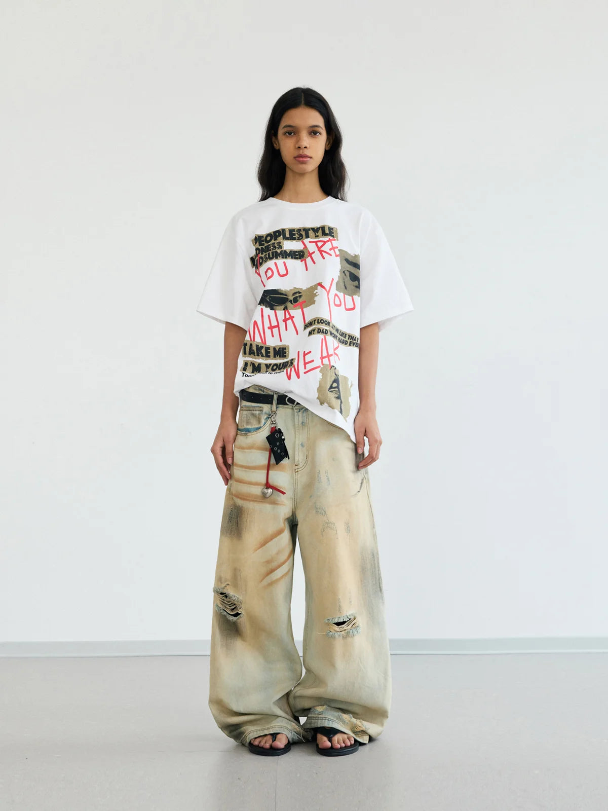 Peoplesense Mud Dye Ripped Jeans