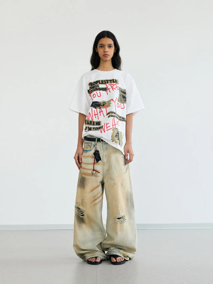 Peoplesense Mud Dye Ripped Jeans