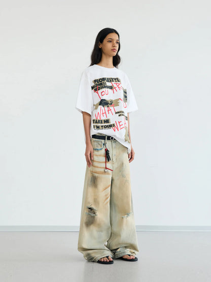 Peoplesense Mud Dye Ripped Jeans