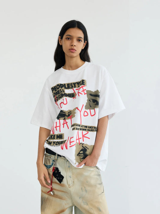 Peoplesense Graffiti Print Lettering T-Shirt