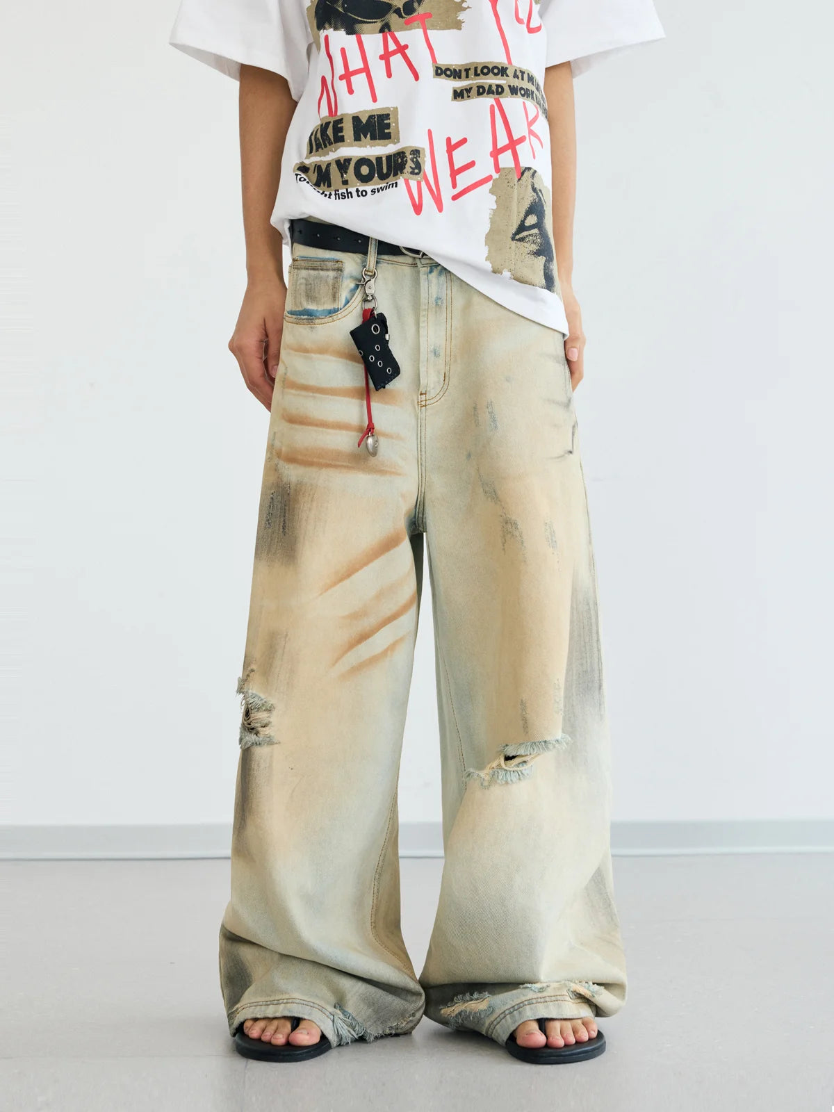 Peoplesense Mud Dye Ripped Jeans