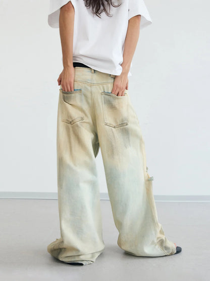 Peoplesense Mud Dye Ripped Jeans
