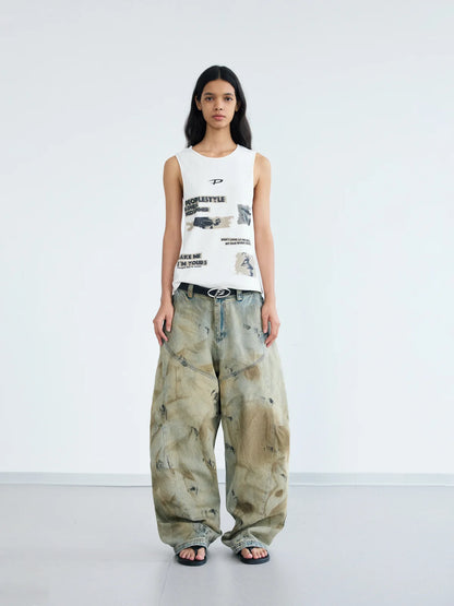 Peoplesense Vintage Printed Knit Soft Tank Top