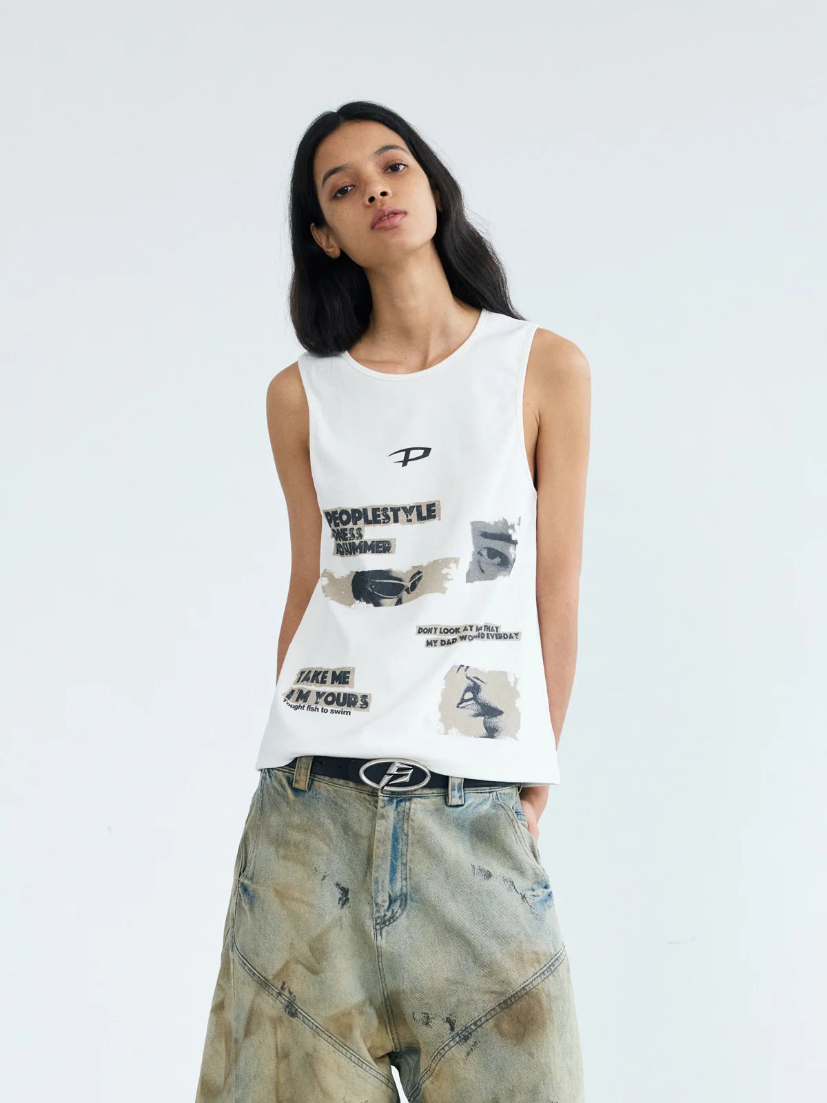 Peoplesense Vintage Printed Knit Soft Tank Top