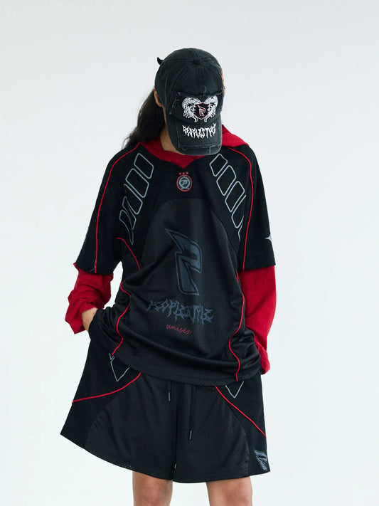 Peoplesense Racing Fake Two-Piece Racing Hooded Sweatshirt