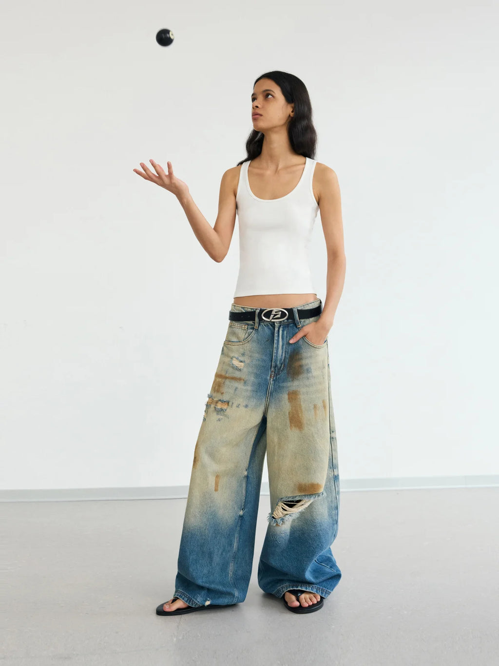 PeopleStyle マッドダイ ヴィンテージ ディストレスト ジーンズ PeopleStyle マッドダイ ヴィンテージ ディストレスト ジーンズ
