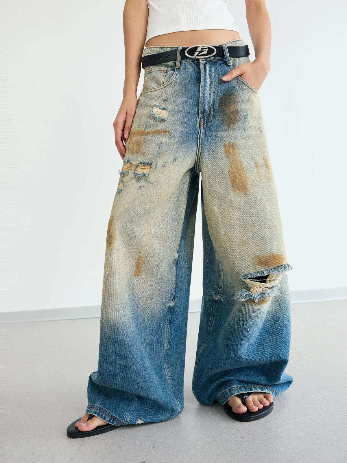 Peoplesense Mud Dyed Vintage Distressed Jeans