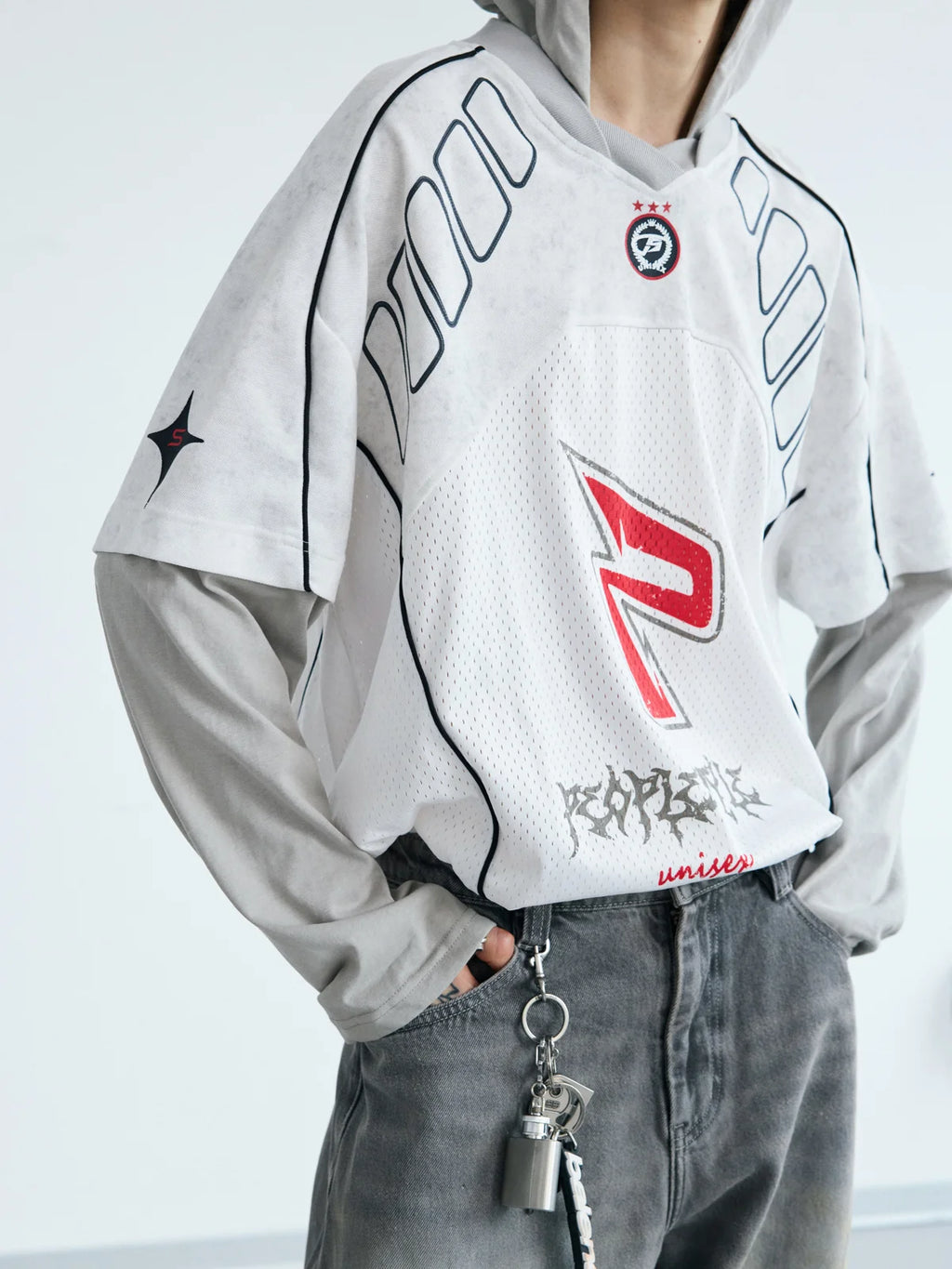 Peoplesense Racing Fake Two-Piece Racing Hooded Sweatshirt