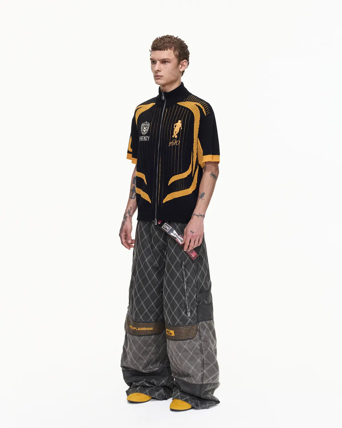 Peoplesense Knitted Zipper Soccer Jersey Black