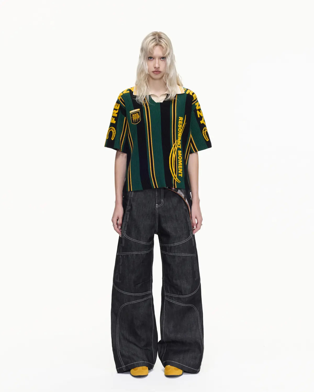 Peoplesense Thick Knit Stripe Retro Soccer Jersey