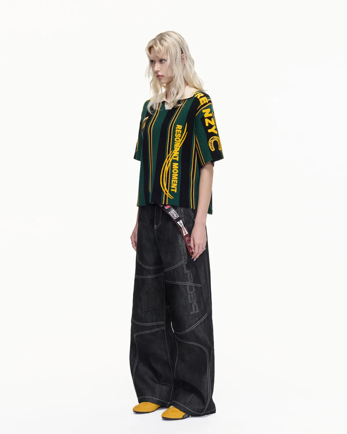 Peoplesense Thick Knit Stripe Retro Soccer Jersey