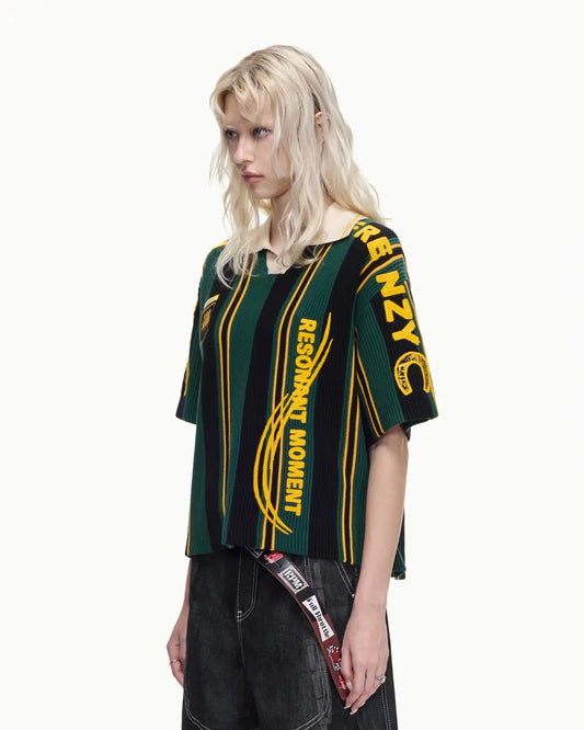 Peoplesense Thick Knit Stripe Retro Soccer Jersey