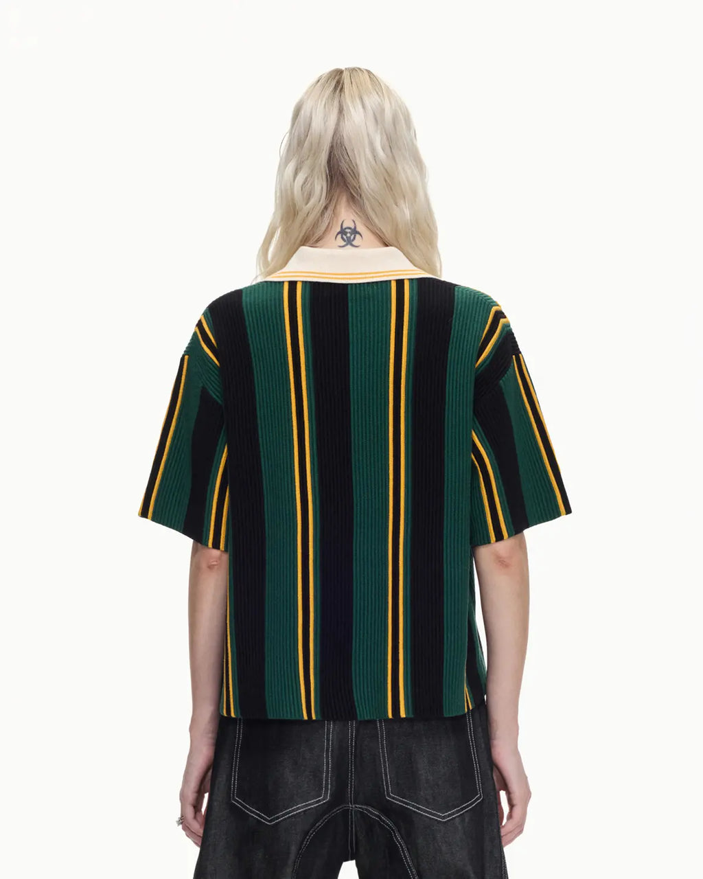 Peoplesense Thick Knit Stripe Retro Soccer Jersey