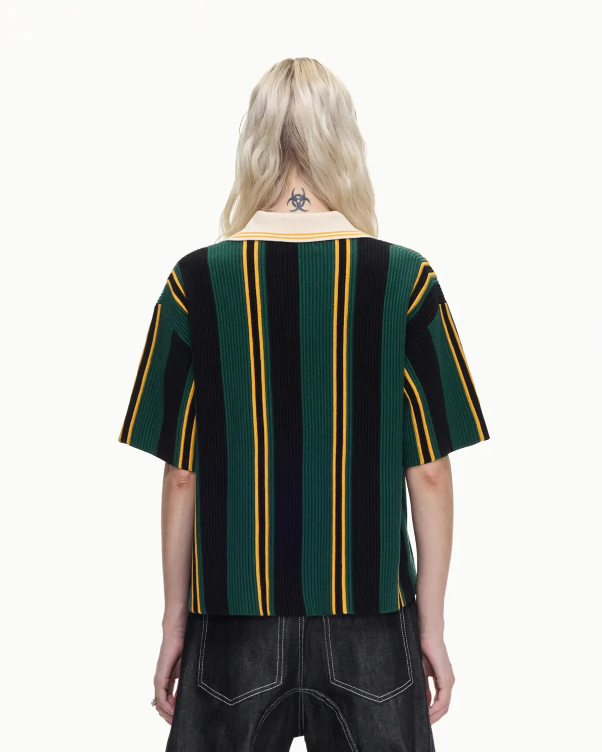 Peoplesense Thick Knit Stripe Retro Soccer Jersey