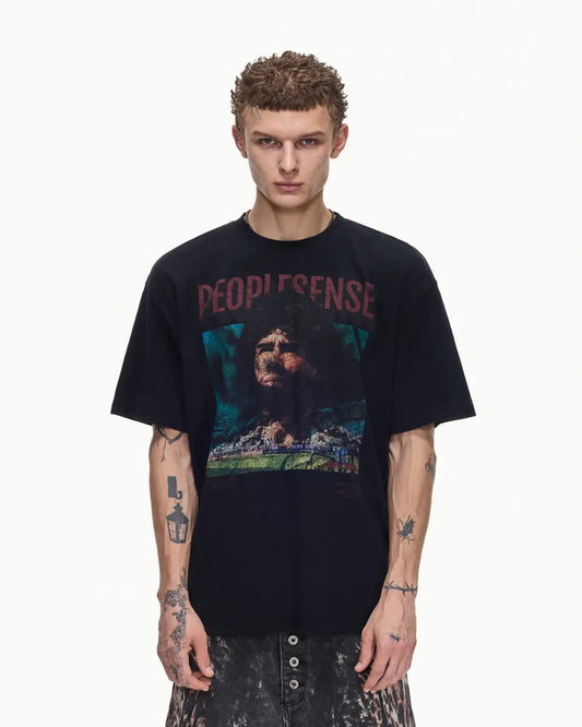 Peoplesense Vintage Washed Football Graphic Tee