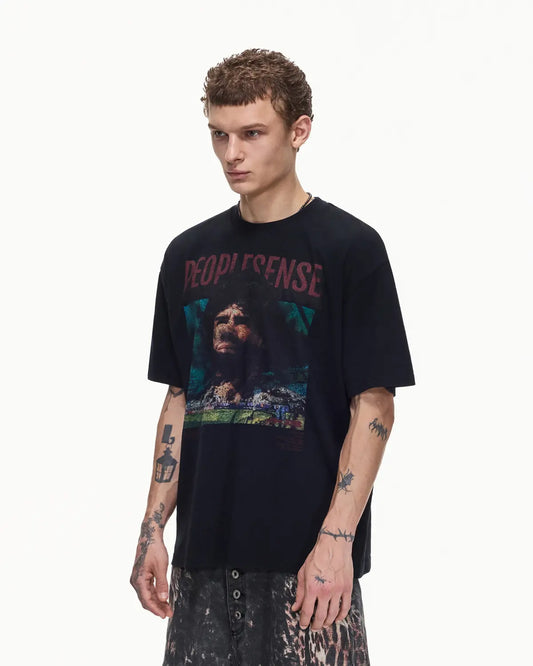Peoplesense Vintage Washed Football Graphic Tee