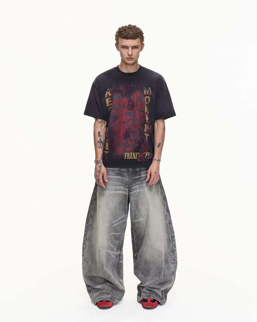 Peoplesense Red Gold Spray Whiskered Vintage Graphic Tee