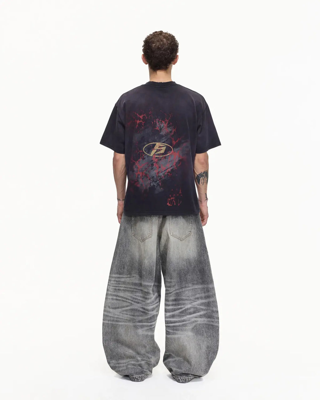 Peoplesense Red Gold Spray Whiskered Vintage Graphic Tee
