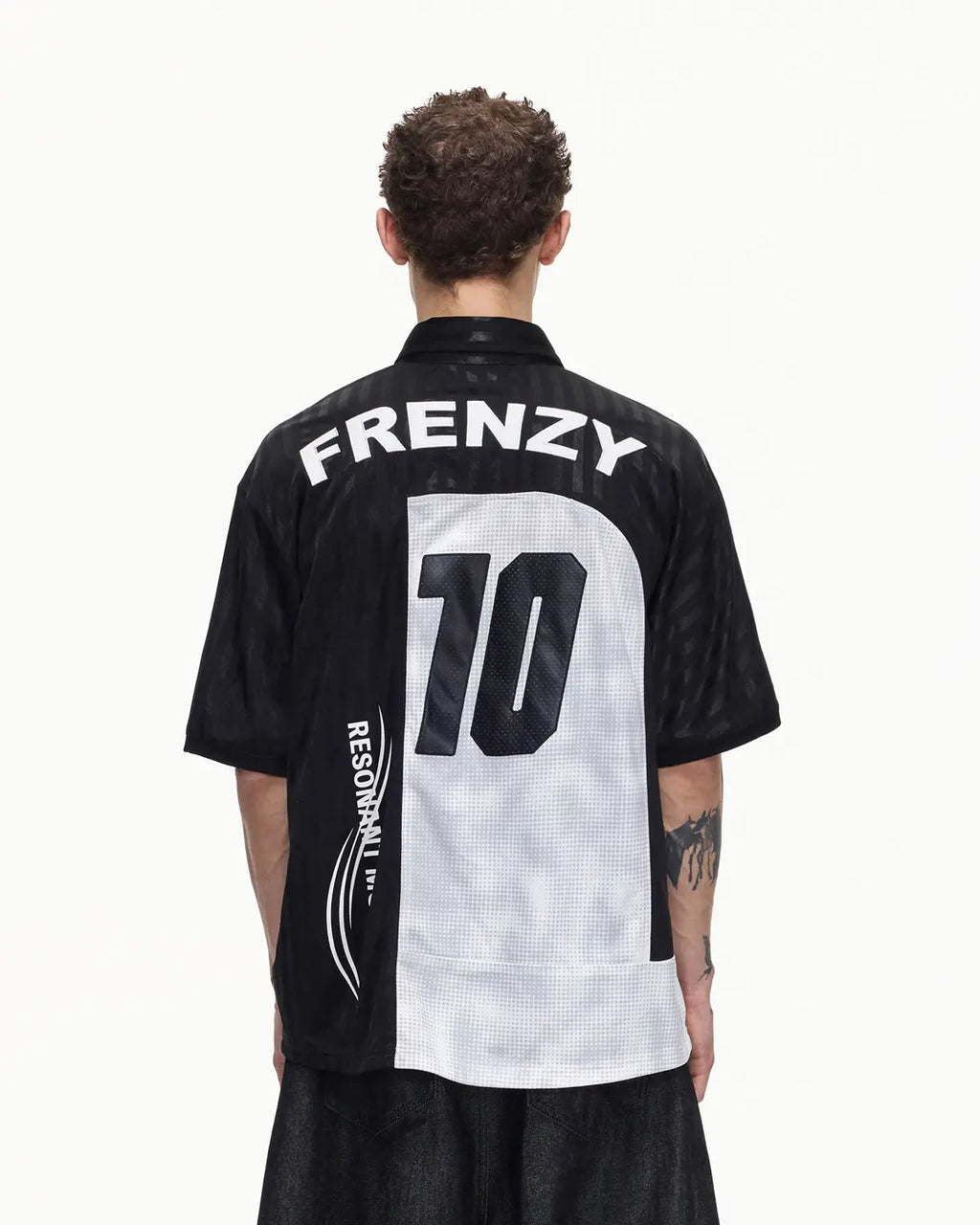 Peoplesense Black White Asymmetric Football Jersey Polo