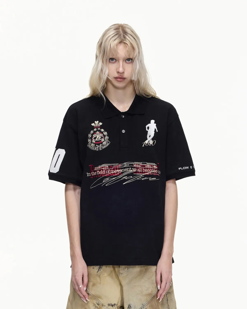Peoplesense Detachable Fur Collar Retro Soccer Polo