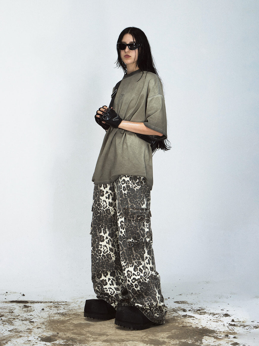 Peoplesense Abstract Leopard Print Cargo Pants