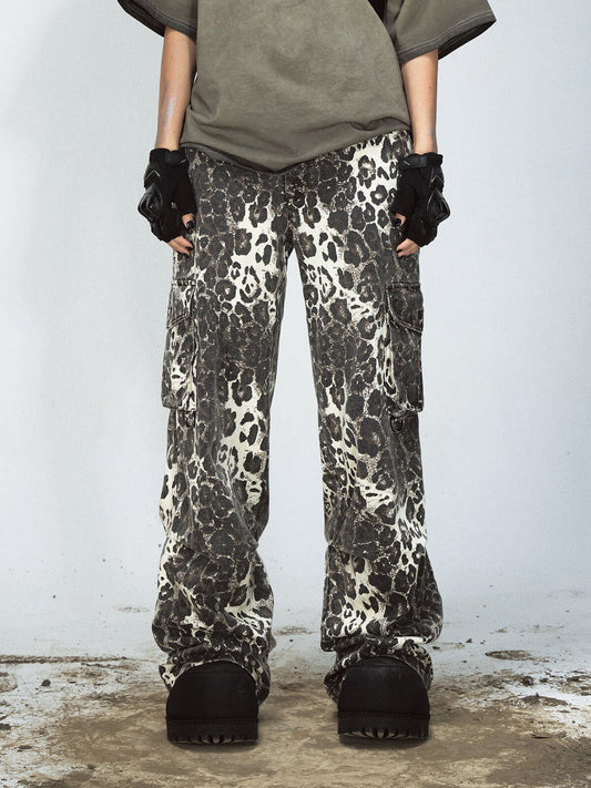 Peoplesense Abstract Leopard Print Cargo Pants