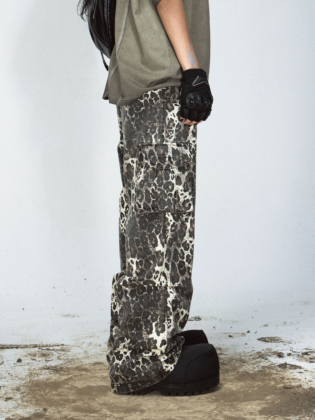 Peoplesense Abstract Leopard Print Cargo Pants