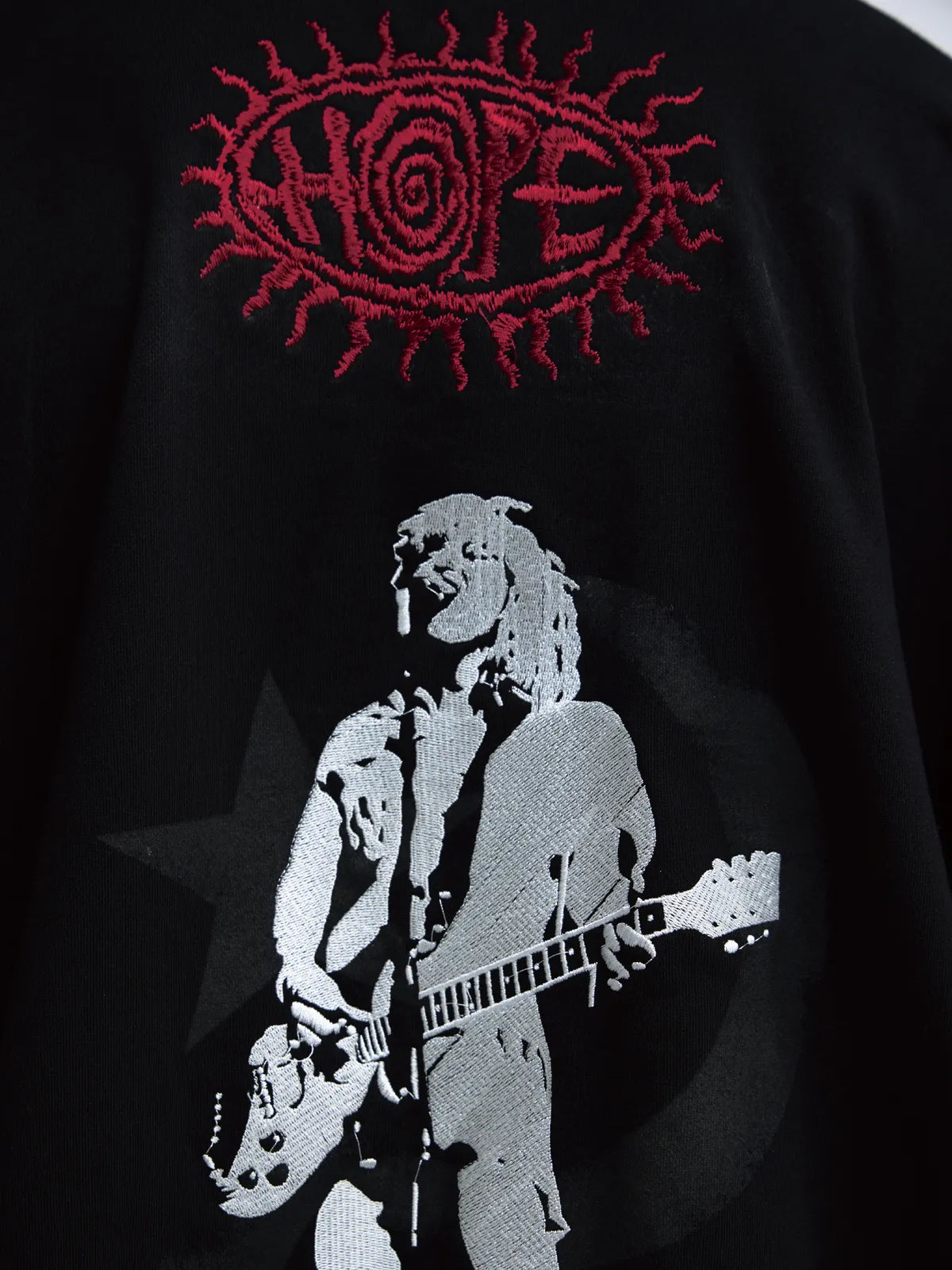 Peoplesense Black Embroidered Print Oversized Hoodie