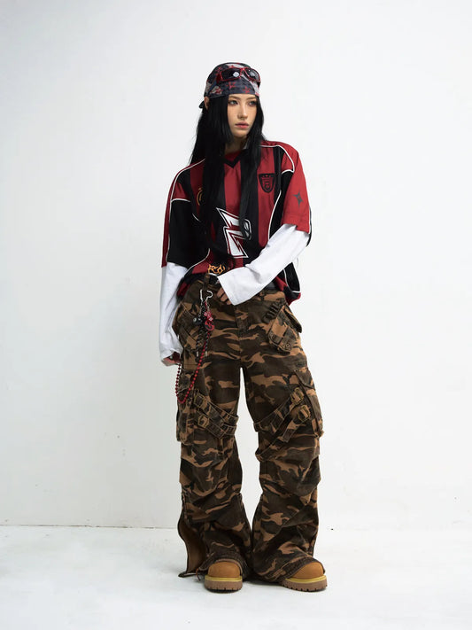 Peoplesense Camouflage Baggy Straight Cargo Pants