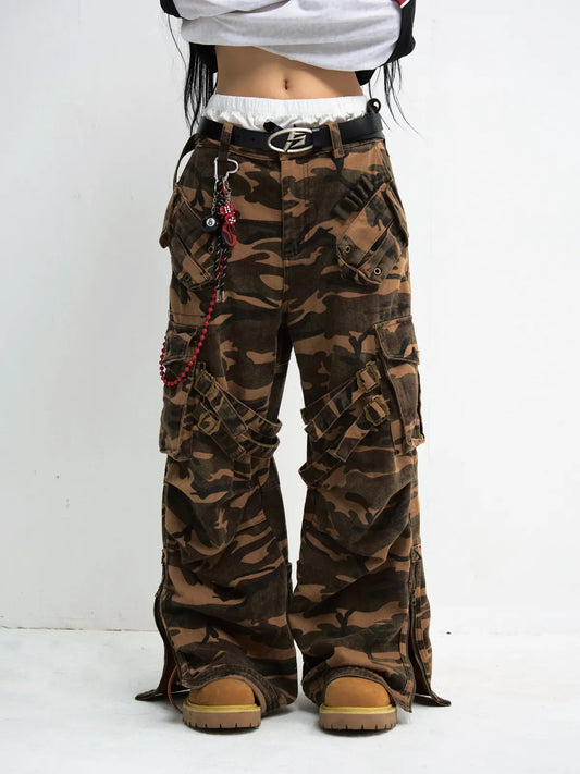 Peoplesense Camouflage Baggy Straight Cargo Pants