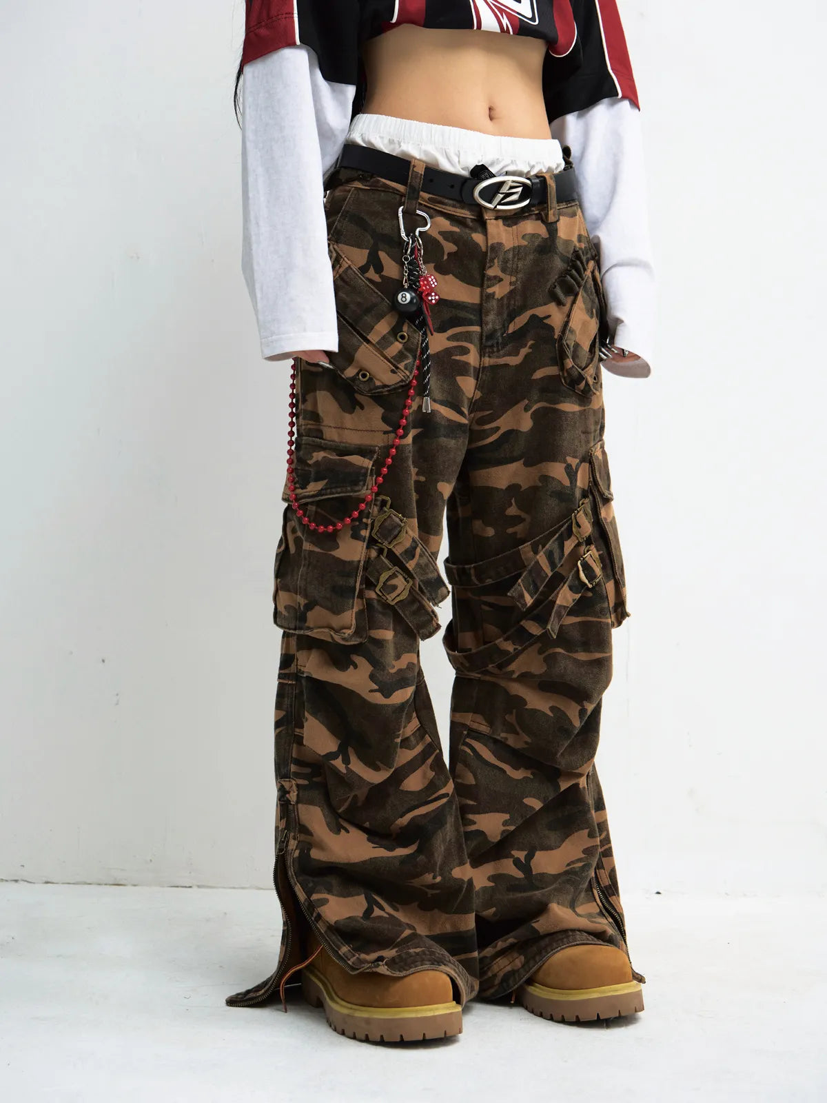 Peoplesense Camouflage Baggy Straight Cargo Pants