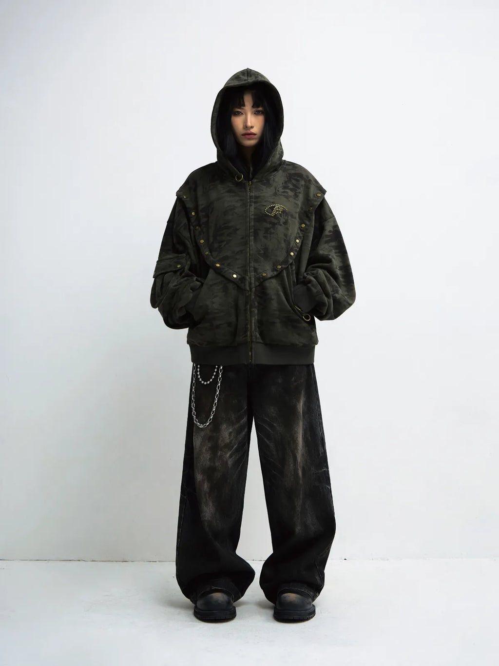 Peoplesense Camouflage Button-Down Hoodie