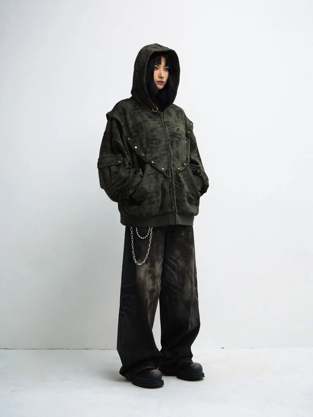 Peoplesense Camouflage Button-Down Hoodie