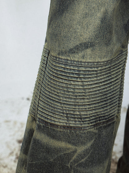 Peoplesense Wide-Leg Camouflage Denim Jeans