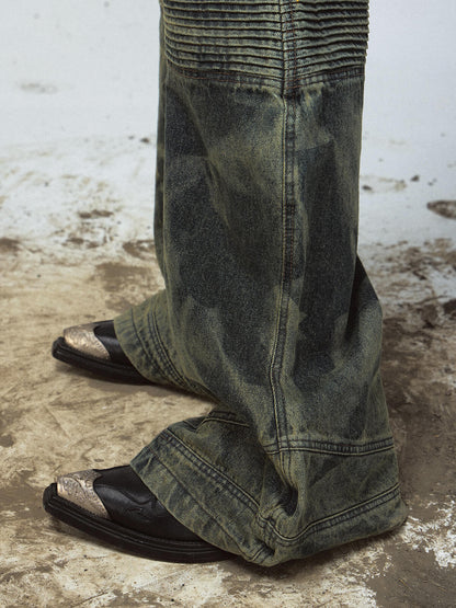 Peoplesense Wide-Leg Camouflage Denim Jeans