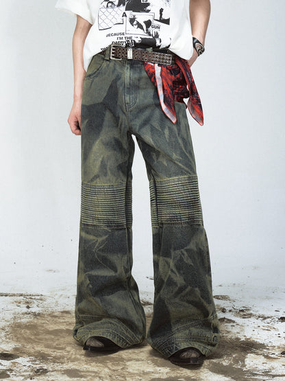 Peoplesense Wide-Leg Camouflage Denim Jeans