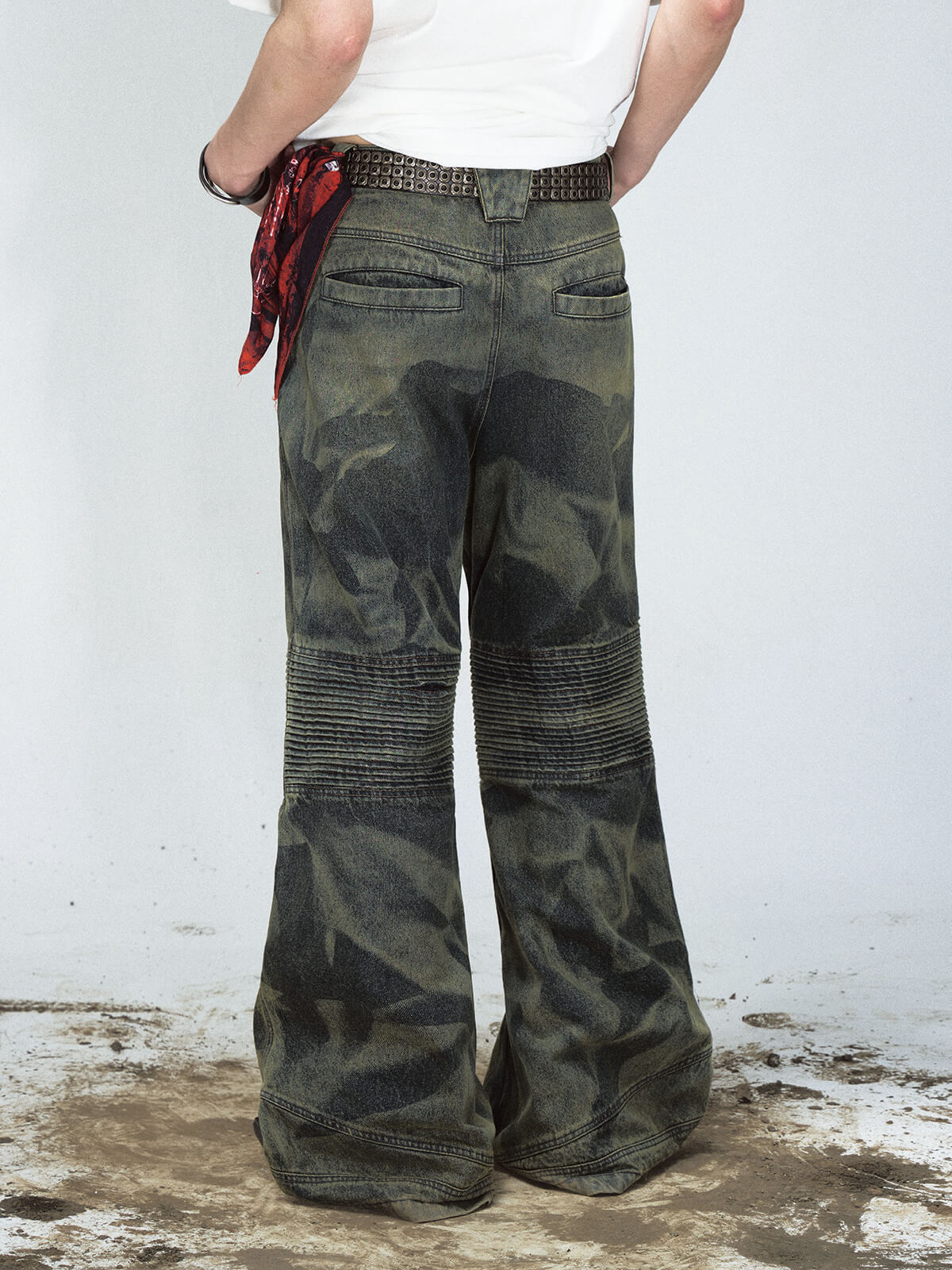 Peoplesense Wide-Leg Camouflage Denim Jeans