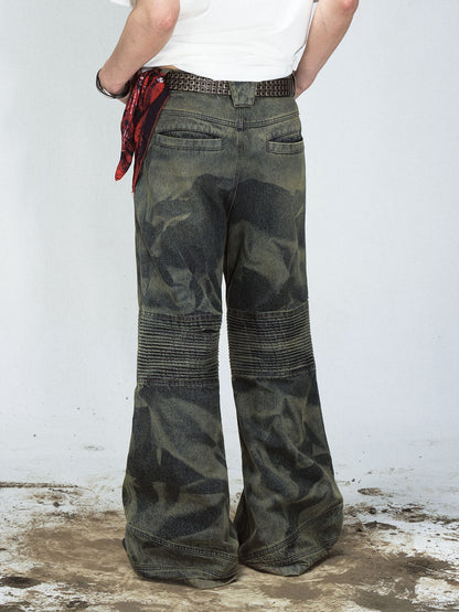 Peoplesense Wide-Leg Camouflage Denim Jeans