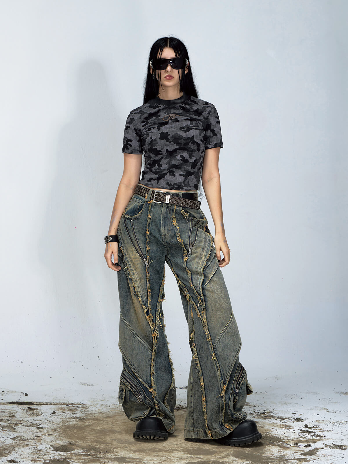 Peoplesense Black Camo Cropped Baby Tee
