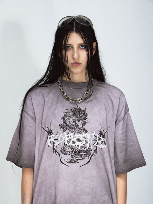 Peoplesense Dragon Print Retro T-Shirt