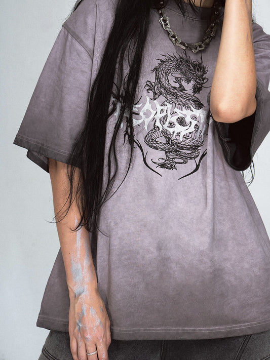 Peoplesense Dragon Print Retro T-Shirt