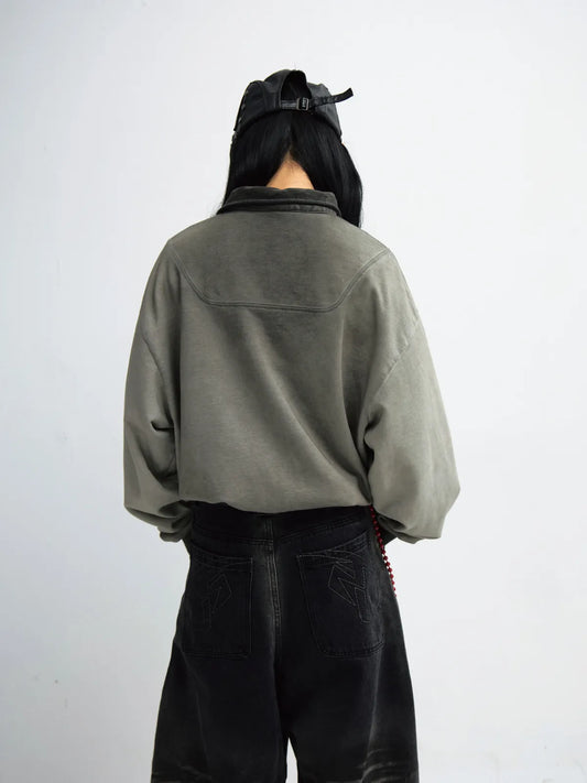 Peoplesense Dirty Dyed Distressed Washed Polo Shirt