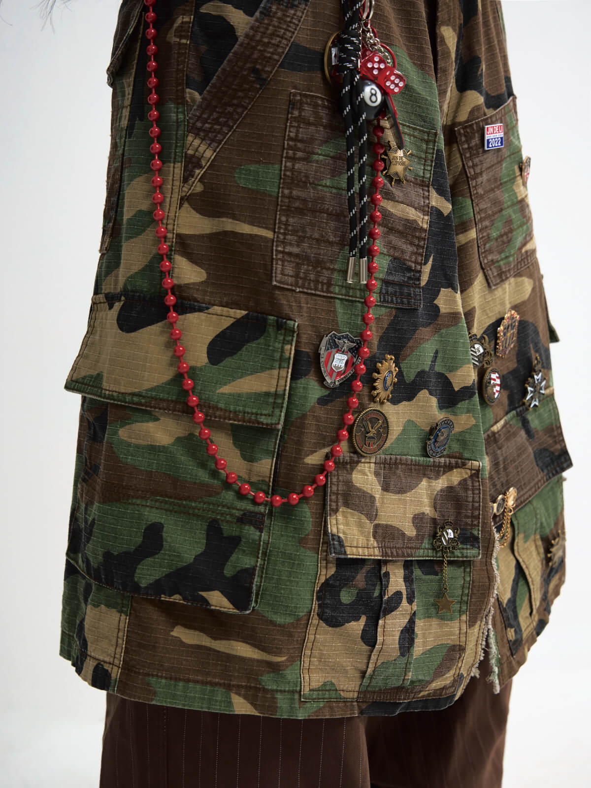 Peoplesense Fake Two Piece Camo Patchwork Cargo Pants
