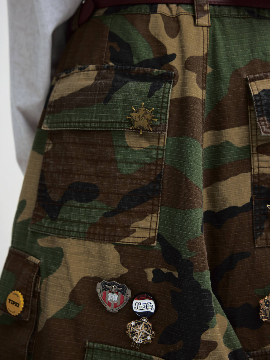 Peoplesense Fake Two Piece Camo Patchwork Cargo Pants