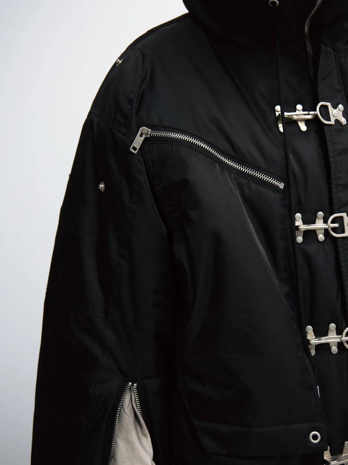 Peoplesense  Short Flight Jacket with Fur Hood Black