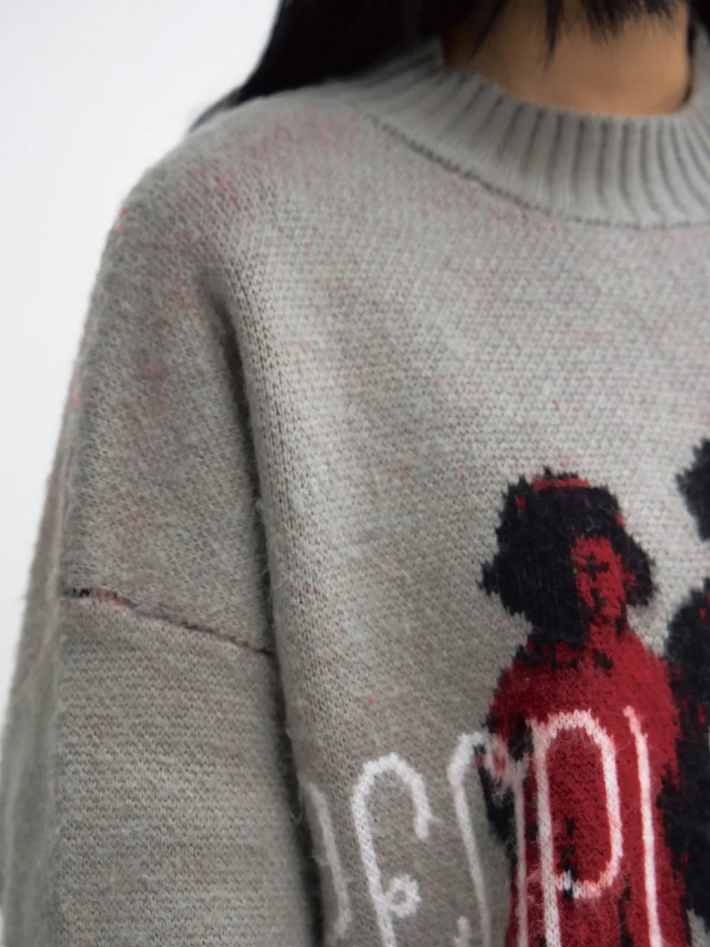 Peoplesense Grey Casual Printed Pullover Sweater