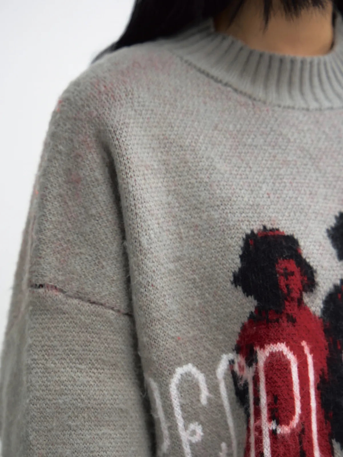 Peoplesense Grey Casual Printed Pullover Sweater