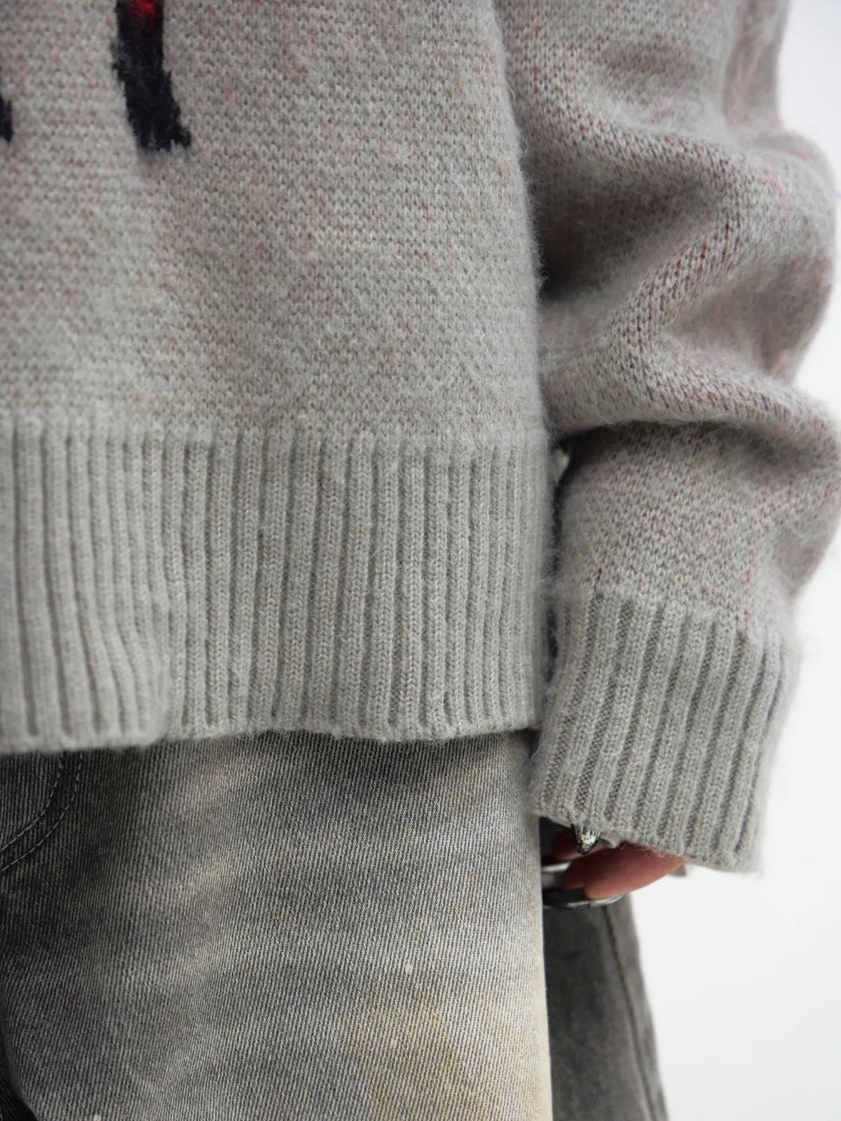 Peoplesense Grey Casual Printed Pullover Sweater