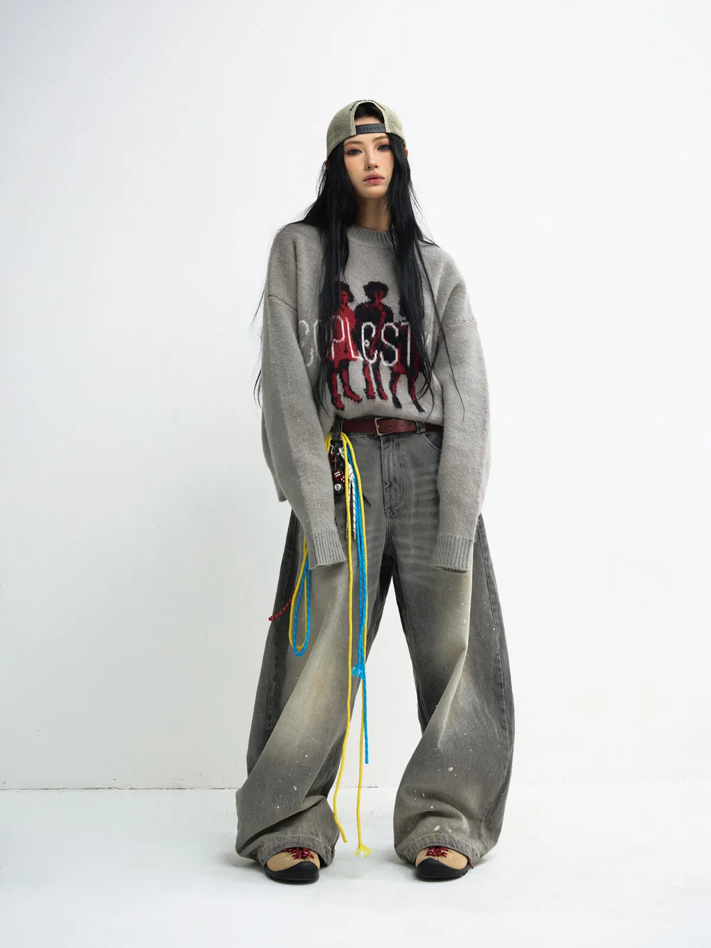 Peoplesense Grey Casual Printed Pullover Sweater