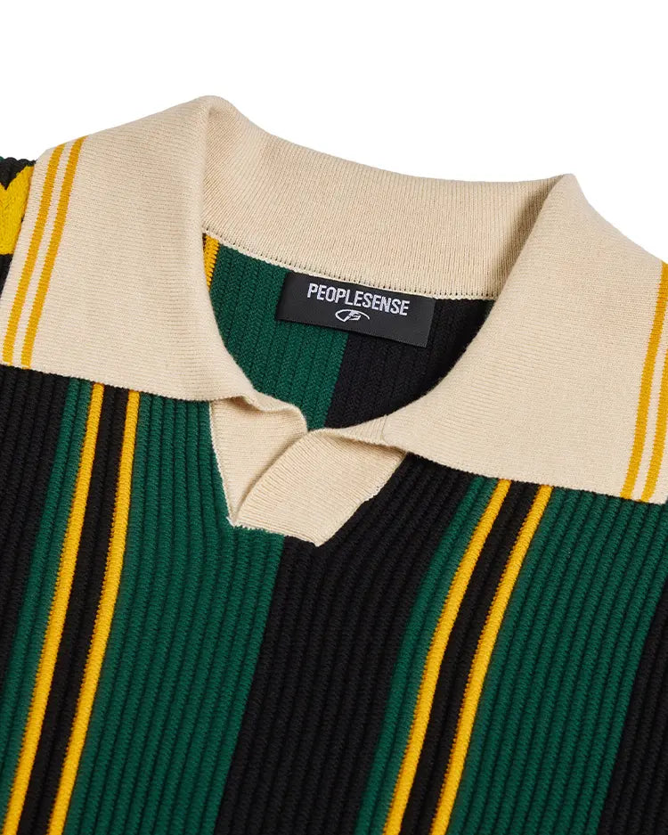 Peoplesense Thick Knit Stripe Retro Soccer Jersey
